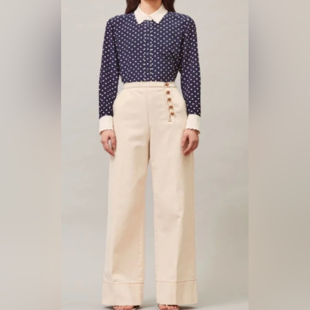 Tory Burch Twill Button Front Trouser size 12